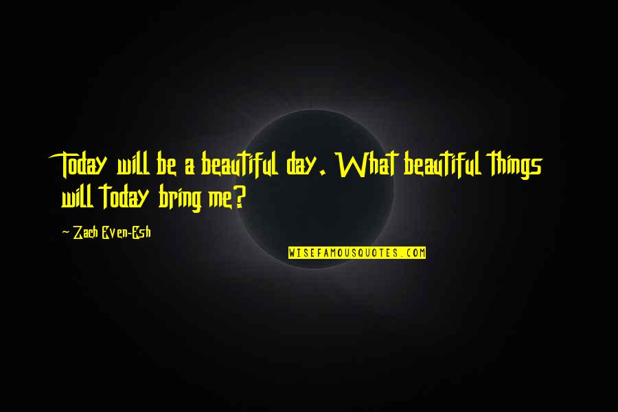 What A Beautiful Day Today Quotes By Zach Even-Esh: Today will be a beautiful day. What beautiful