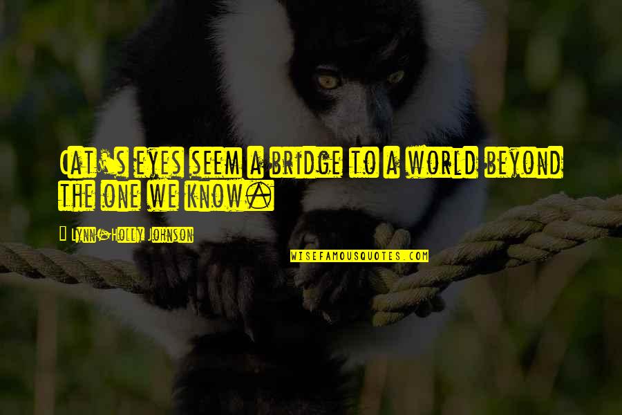 What A Day When The Tables Are Turned Quotes By Lynn-Holly Johnson: Cat's eyes seem a bridge to a world