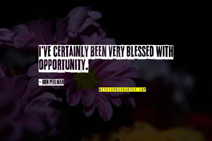 What A Good Father Is Quotes By Ron Perlman: I've certainly been very blessed with opportunity.