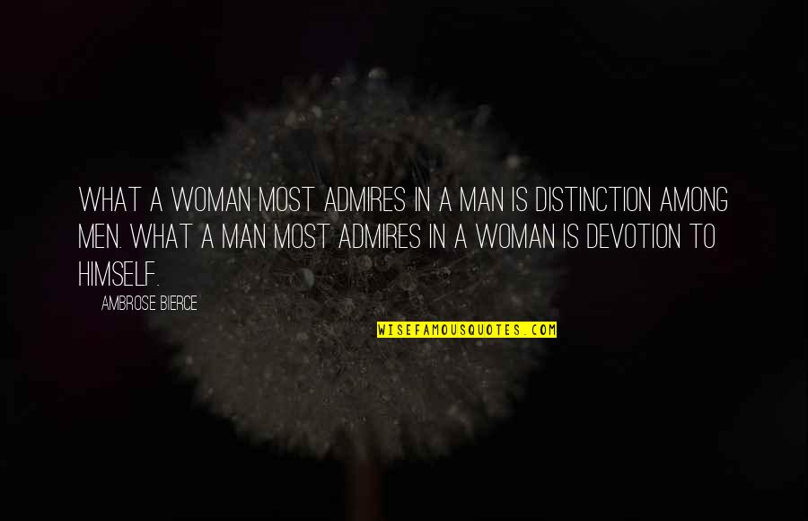 What A Woman Is To A Man Quotes By Ambrose Bierce: What a woman most admires in a man