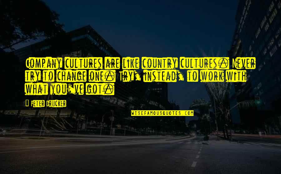 What Are Country Quotes By Peter Drucker: Company cultures are like country cultures. Never try