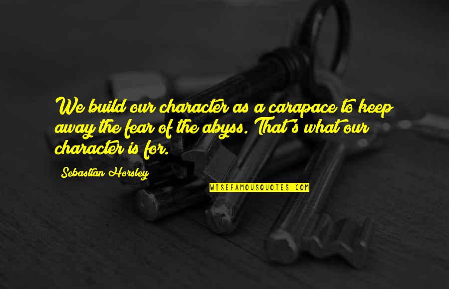 What Are Some Character Quotes By Sebastian Horsley: We build our character as a carapace to