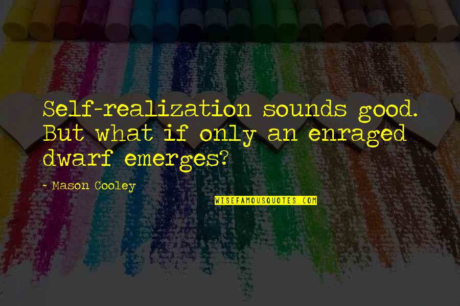 What Are Some Really Good Quotes By Mason Cooley: Self-realization sounds good. But what if only an