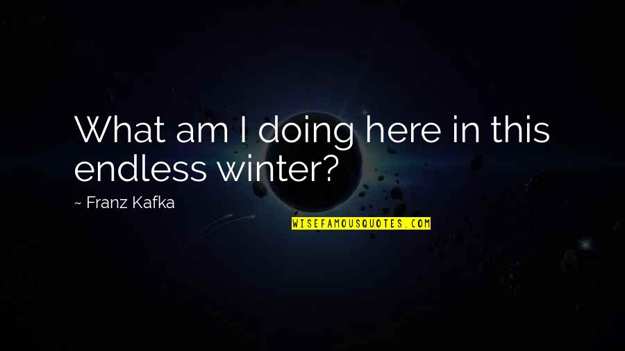 What Are You Doing Here Quotes By Franz Kafka: What am I doing here in this endless