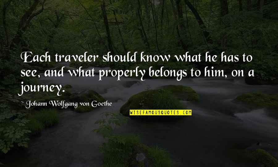 What Belongs To You Quotes By Johann Wolfgang Von Goethe: Each traveler should know what he has to What Belongs To You Quotes By Johann Wolfgang Von Goethe: Each traveler should know what he has to