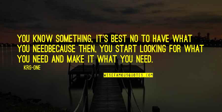 What Best For You Quotes By KRS-One: You know something, it's best no to have