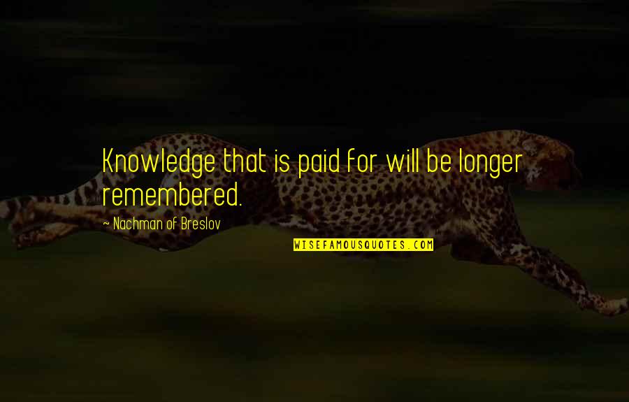 What Christmas Is All About Quotes By Nachman Of Breslov: Knowledge that is paid for will be longer