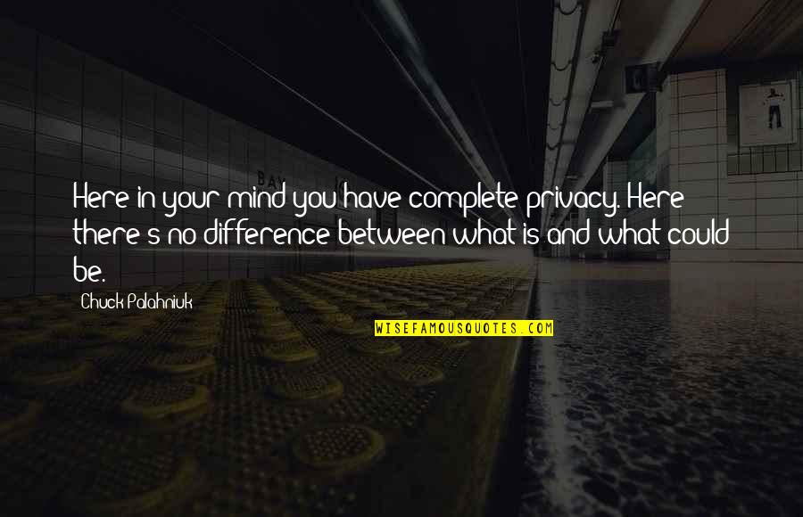 What Could Be Quotes By Chuck Palahniuk: Here in your mind you have complete privacy.