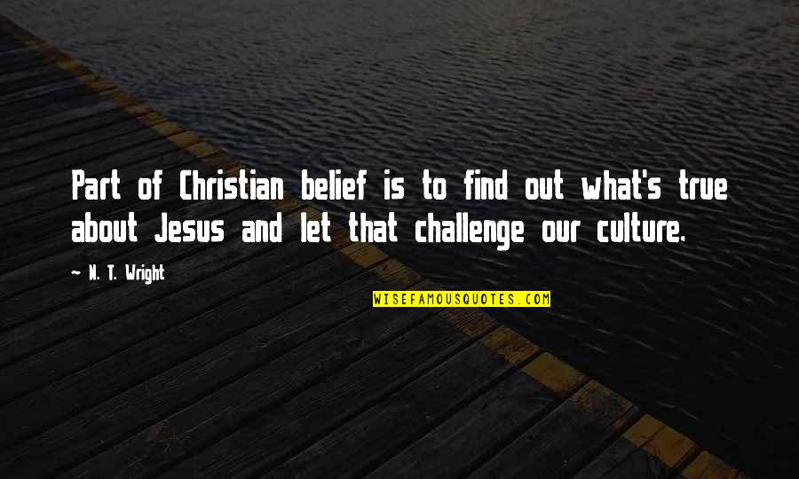 What Culture Is Quotes By N. T. Wright: Part of Christian belief is to find out