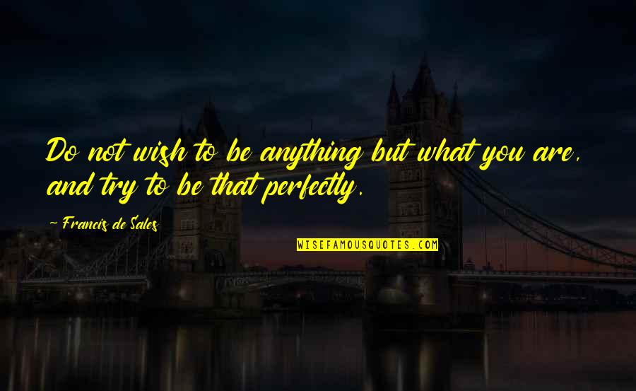 What Do You Wish For Quotes By Francis De Sales: Do not wish to be anything but what
