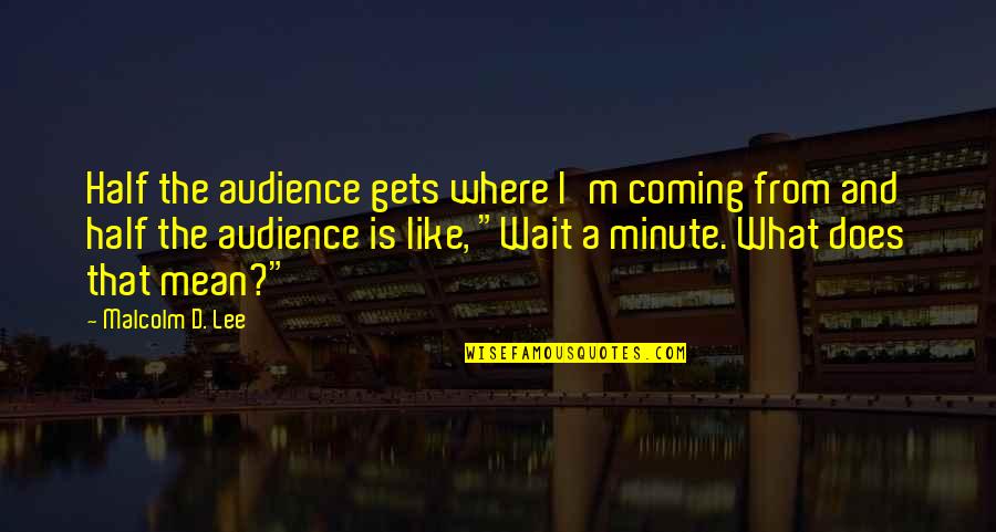 What Does It All Mean Quotes By Malcolm D. Lee: Half the audience gets where I'm coming from