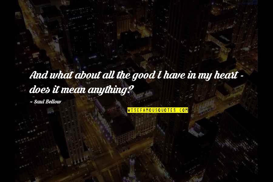 What Does It Mean Quotes By Saul Bellow: And what about all the good I have