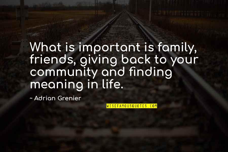 What Even Are Friends Quotes By Adrian Grenier: What is important is family, friends, giving back What Even Are Friends Quotes By Adrian Grenier: What is important is family, friends, giving back