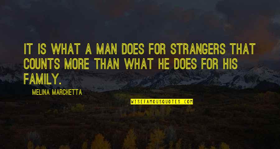 What Family Is For Quotes By Melina Marchetta: It is what a man does for strangers