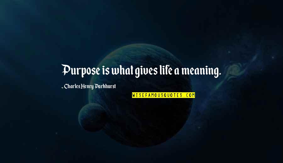 What Gives Life Quotes By Charles Henry Parkhurst: Purpose is what gives life a meaning.