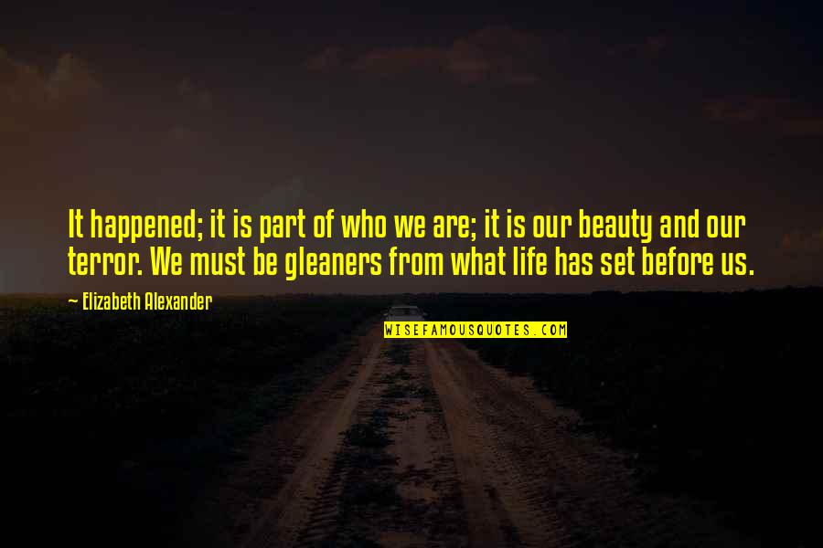 What Happened Us Quotes By Elizabeth Alexander: It happened; it is part of who we