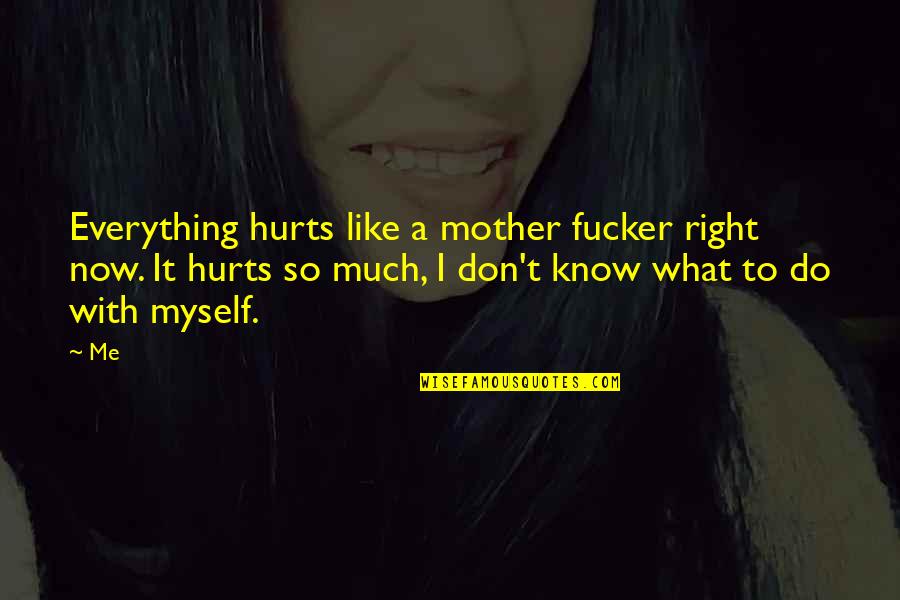 What Hurts Me The Most Quotes By Me: Everything hurts like a mother fucker right now.