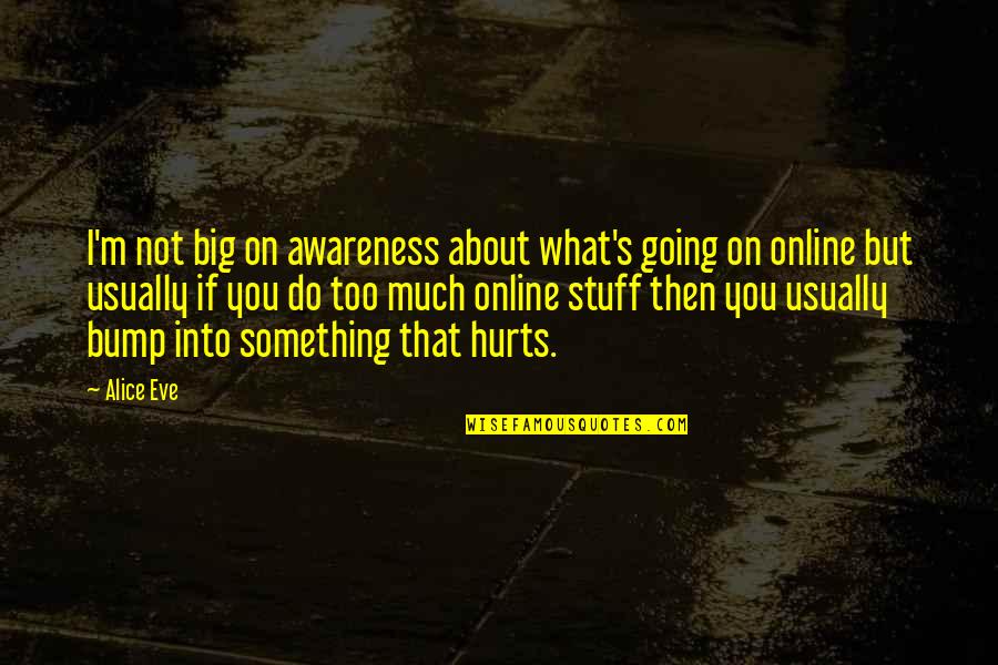 What Hurts You Quotes By Alice Eve: I'm not big on awareness about what's going