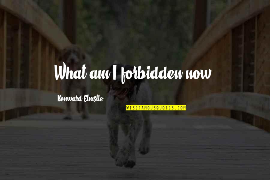 What I Am Now Quotes By Kenward Elmslie: What am I forbidden now?