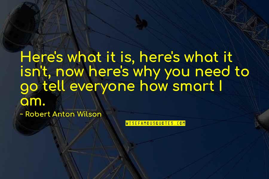 What I Am Now Quotes By Robert Anton Wilson: Here's what it is, here's what it isn't,