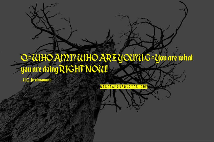 What I Am Now Quotes By U.G. Krishnamurti: Q.= WHO AM I? WHO ARE YOU?U.G =