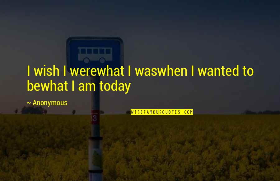 What I Am Today Quotes By Anonymous: I wish I werewhat I waswhen I wanted
