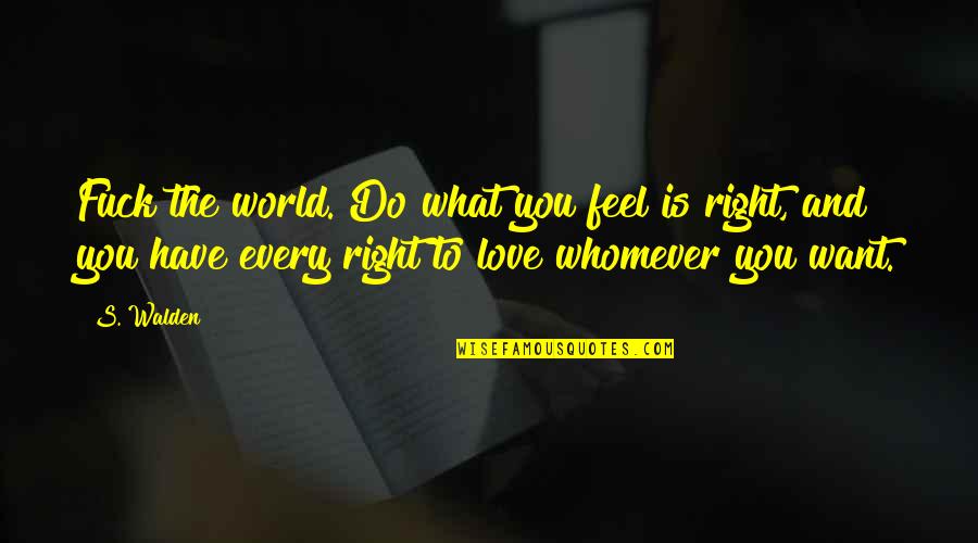 What I Feel Right Now Quotes By S. Walden: Fuck the world. Do what you feel is