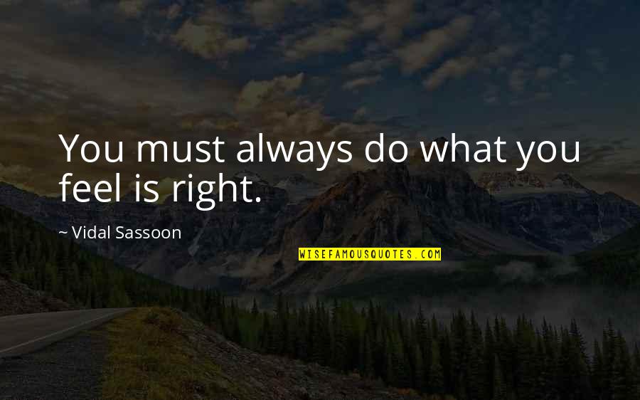 What I Feel Right Now Quotes By Vidal Sassoon: You must always do what you feel is