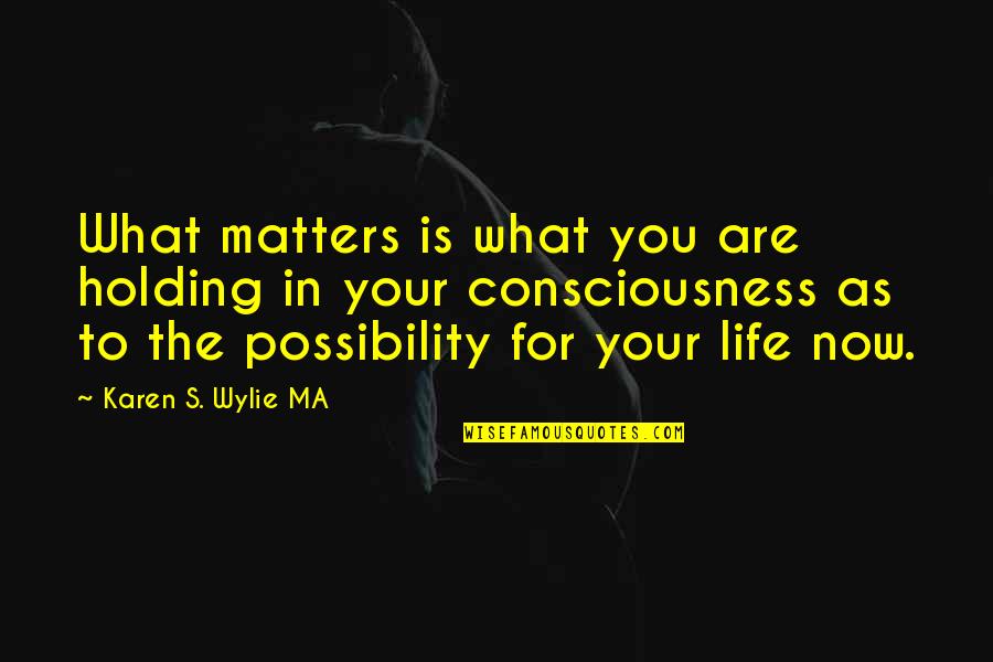 What If Possibility Quotes By Karen S. Wylie MA: What matters is what you are holding in