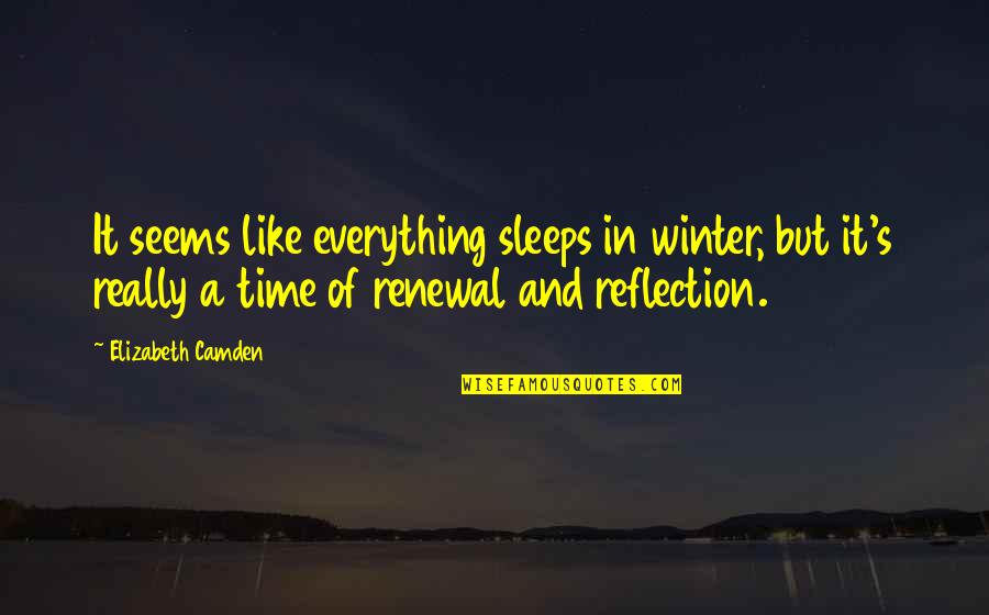 What If Rebecca Donovan Quotes By Elizabeth Camden: It seems like everything sleeps in winter, but