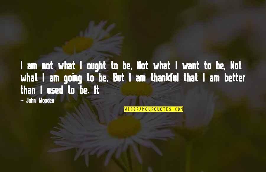 What I'm Thankful For Quotes By John Wooden: I am not what I ought to be,