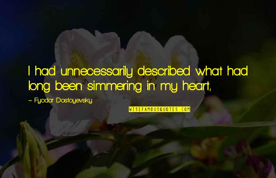 What In My Heart Quotes By Fyodor Dostoyevsky: I had unnecessarily described what had long been What In My Heart Quotes By Fyodor Dostoyevsky: I had unnecessarily described what had long been
