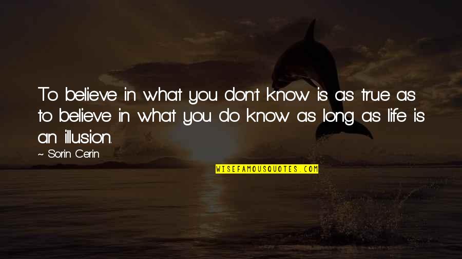 What Is A Long Quote Quotes By Sorin Cerin: To believe in what you don't know is