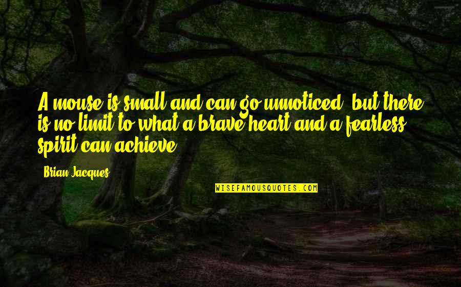 What Is A Spirit Quotes By Brian Jacques: A mouse is small and can go unnoticed: