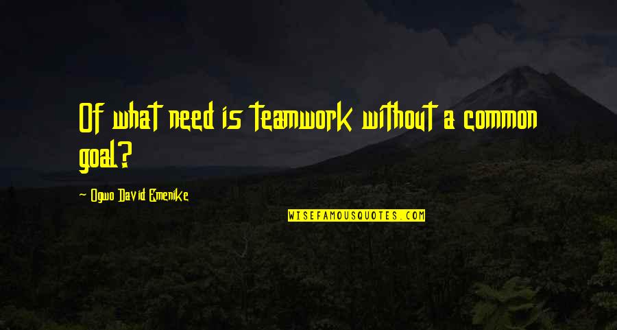What Is A Spirit Quotes By Ogwo David Emenike: Of what need is teamwork without a common