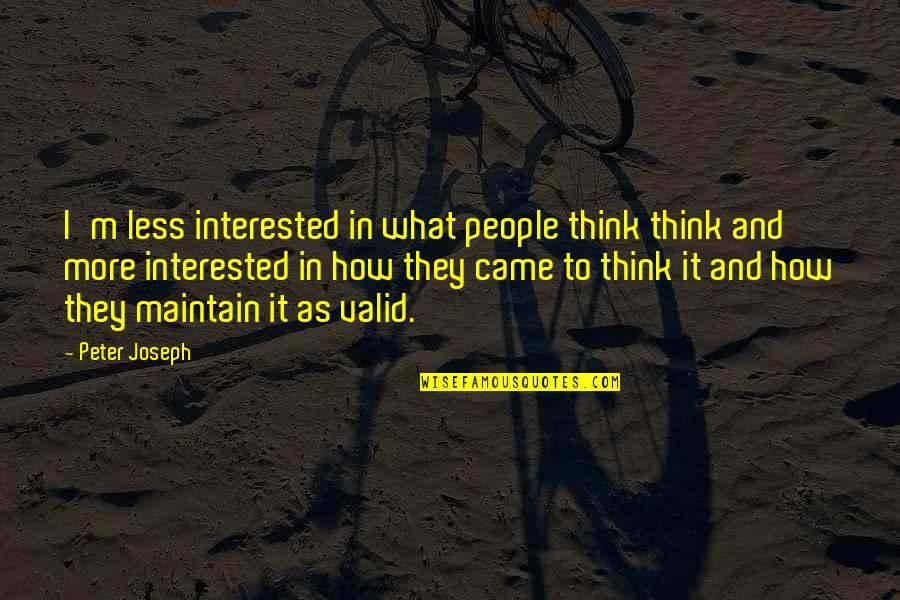 What Is A Valid Quotes By Peter Joseph: I'm less interested in what people think think
