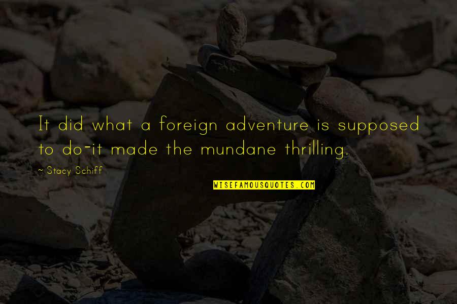 What Is Adventure Quotes By Stacy Schiff: It did what a foreign adventure is supposed