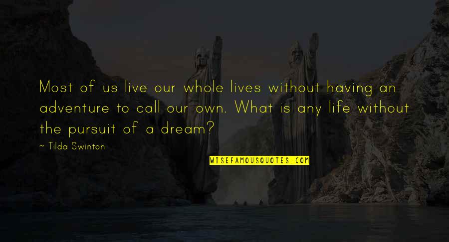 What Is Adventure Quotes By Tilda Swinton: Most of us live our whole lives without