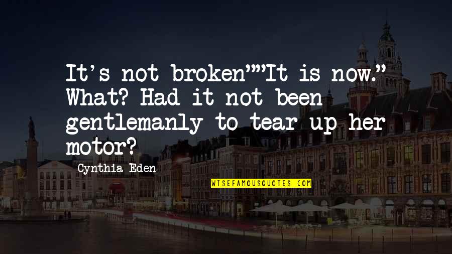 What Is Broken Quotes By Cynthia Eden: It's not broken""It is now." What? Had it