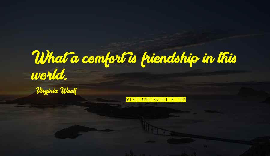 What Is Friendship Quotes By Virginia Woolf: What a comfort is friendship in this world.