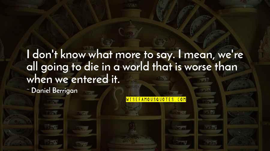 What Is Going On In The World Quotes By Daniel Berrigan: I don't know what more to say. I