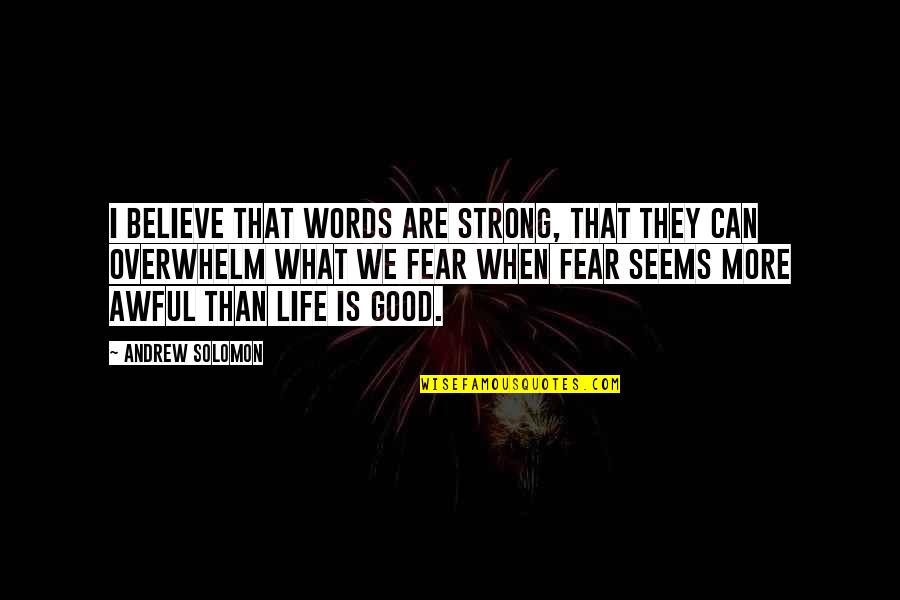 What Is Good Life Quotes By Andrew Solomon: I believe that words are strong, that they