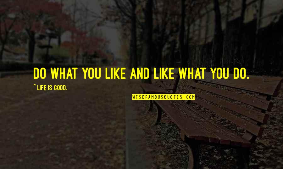 What Is Good Life Quotes By Life Is Good.: Do what you like and like what you