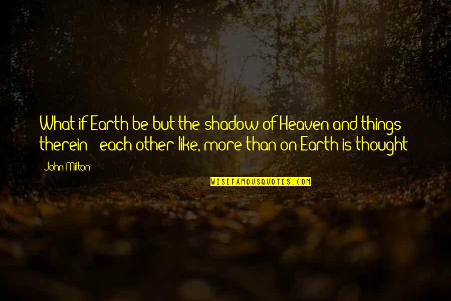 What Is Heaven Like Quotes By John Milton: What if Earth be but the shadow of