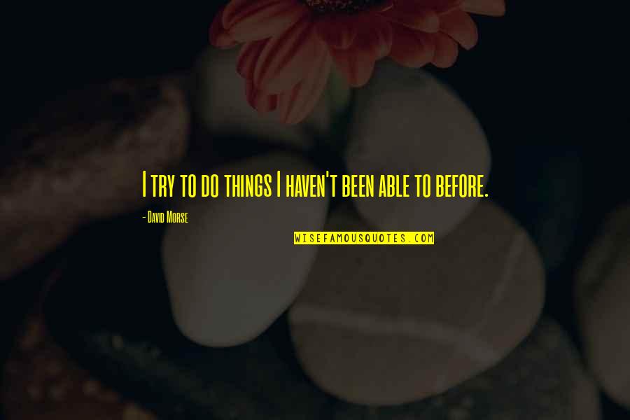 What Is Holiness Quotes By David Morse: I try to do things I haven't been What Is Holiness Quotes By David Morse: I try to do things I haven't been
