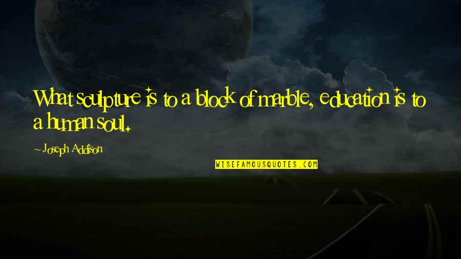 What Is Human Quotes By Joseph Addison: What sculpture is to a block of marble,