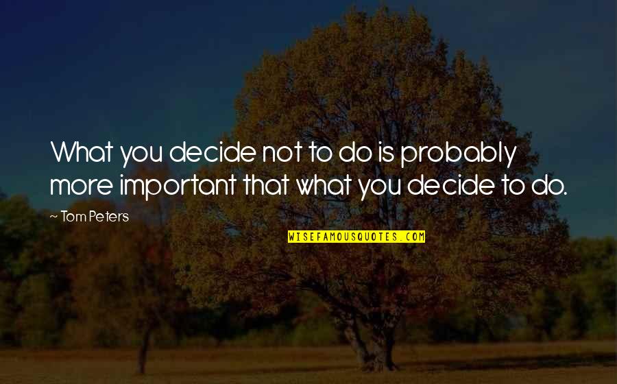 What Is Important To You Quotes By Tom Peters: What you decide not to do is probably