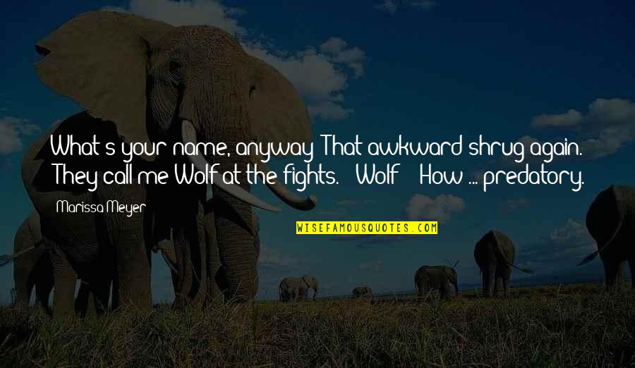 What Is In A Name Quotes By Marissa Meyer: What's your name, anyway?"That awkward shrug again. "They