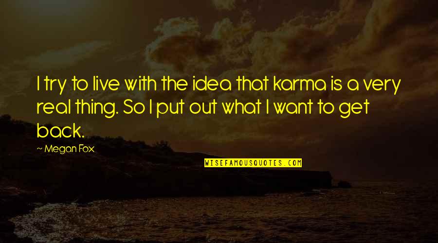 What Is Karma Quotes By Megan Fox: I try to live with the idea that