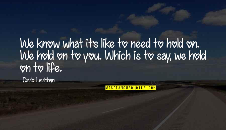 What Is Life To You Quotes By David Levithan: We know what it's like to need to